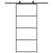 Vetonek Puerta corredera con set herrajes negro 90x205 cm vidrio ESG