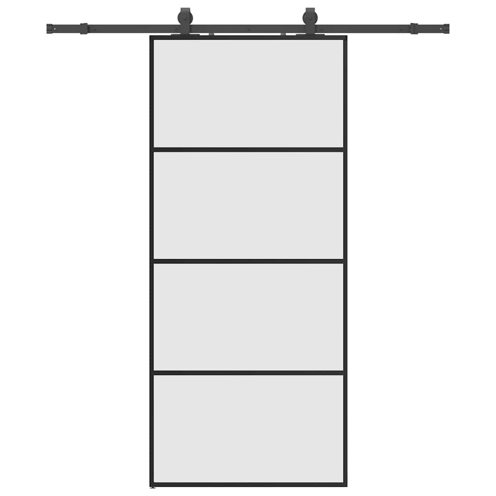 Sliding door with black hardware set 90x205 cm ESG glass 
