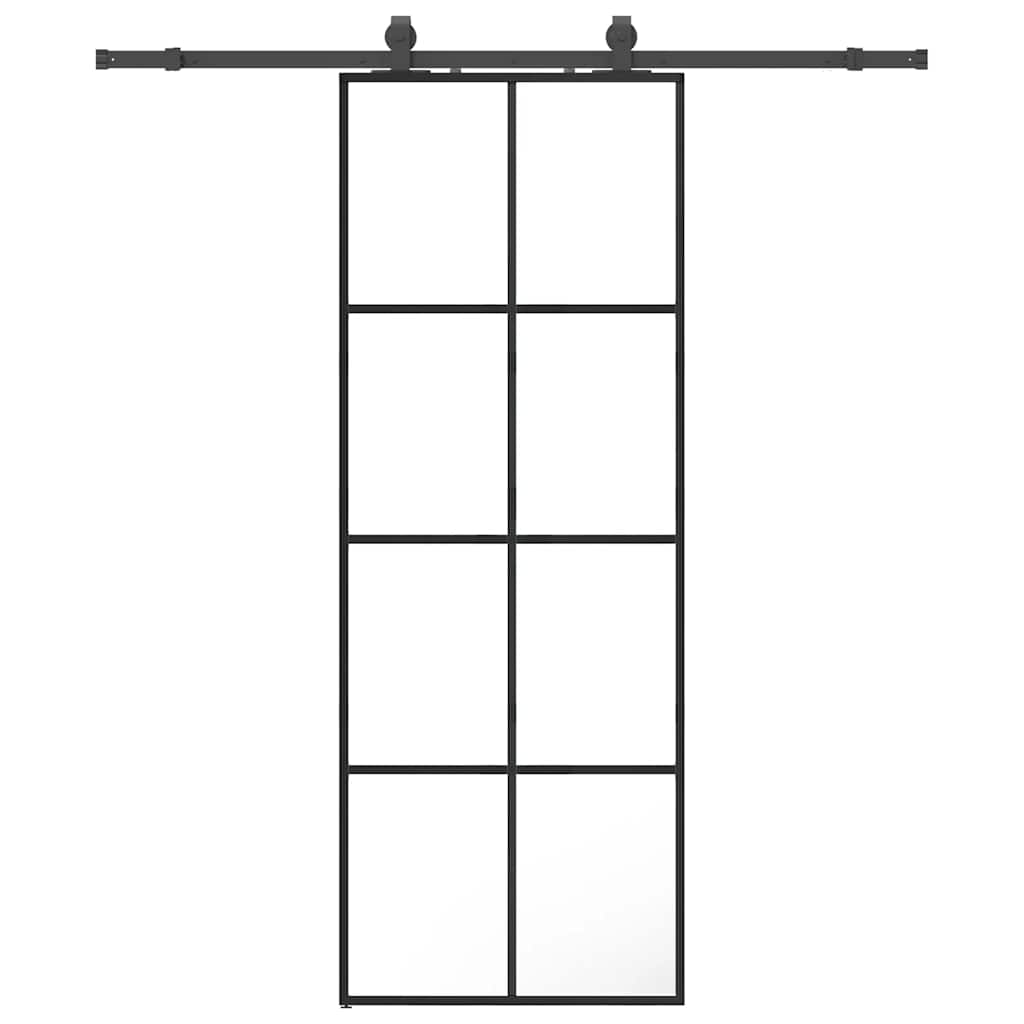 Sliding door with black hardware set 76x205 cm ESG glass 