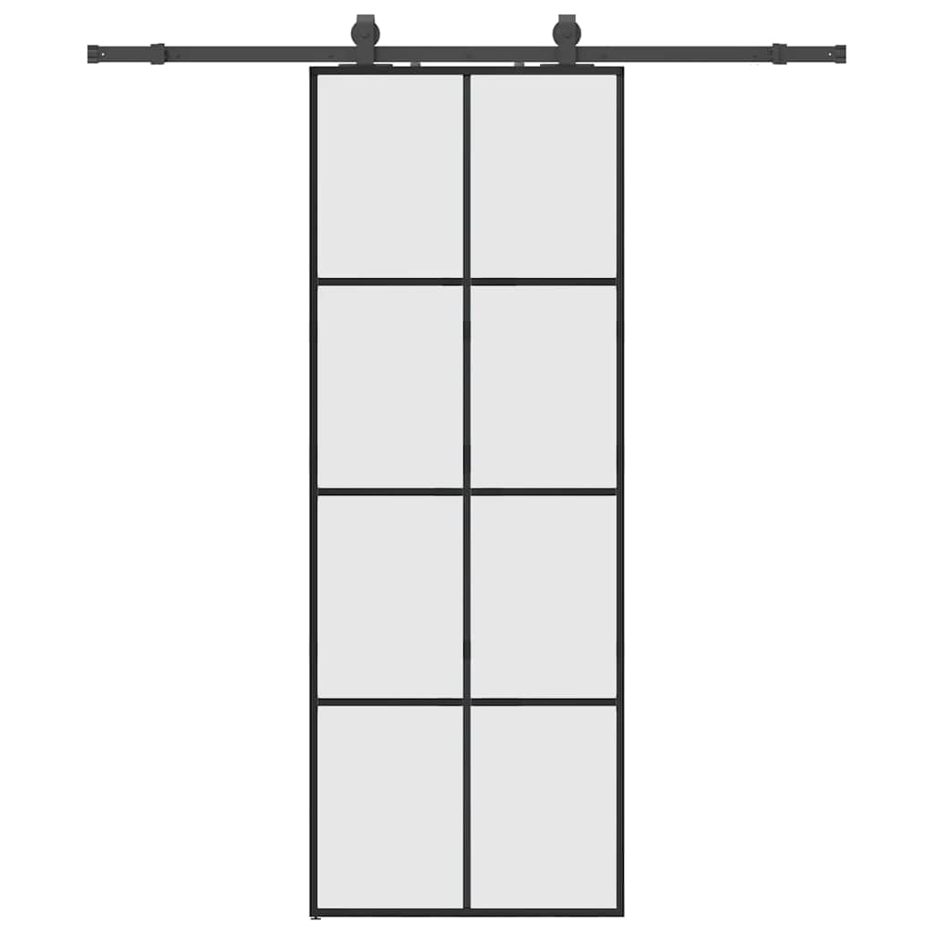 Sliding door with black hardware set 76x205 cm ESG glass 