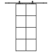 Vetonek Puerta corredera con set herrajes negro 90x205 cm vidrio ESG