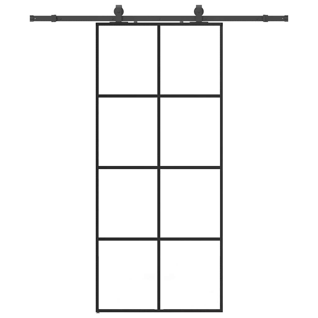 Vetonek Puerta corredera con set herrajes negro 90x205 cm vidrio ESG