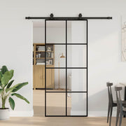 Puerta corredera con set herrajes negro 90x205 cm vidrio esg v4489 Vetonek