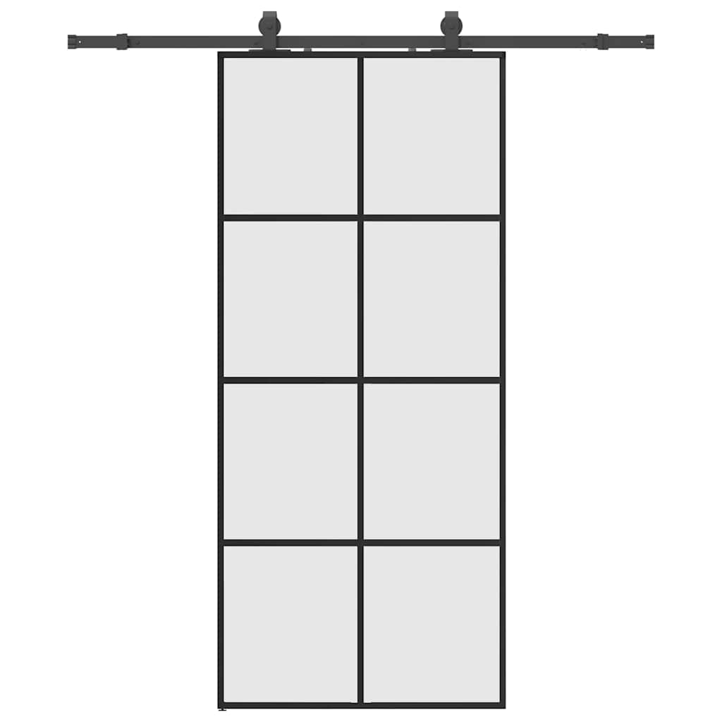 Sliding door with black hardware set 90x205 cm ESG glass 