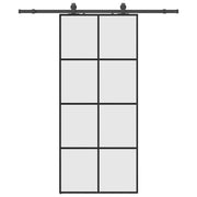 Vetonek Puerta corredera con set herrajes negro 90x205 cm vidrio ESG