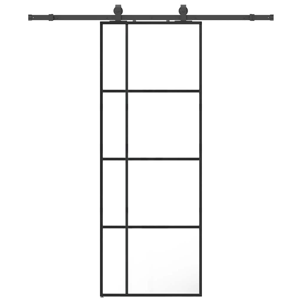 Sliding door with black hardware set 76x205 cm ESG glass 