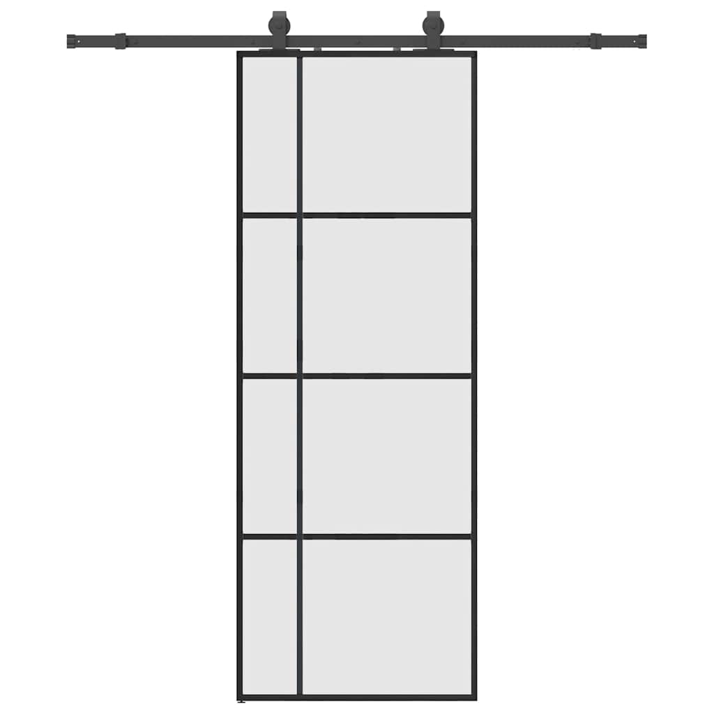 Sliding door with black hardware set 76x205 cm ESG glass 
