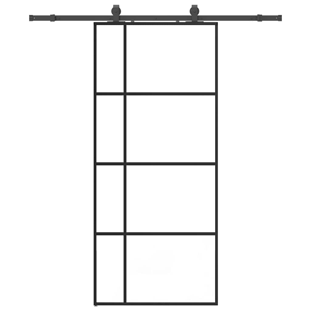 Sliding door with black hardware set 90x205 cm ESG glass 