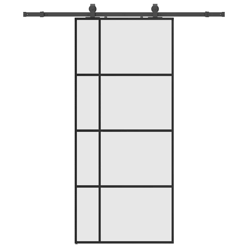 Sliding door with black hardware set 90x205 cm ESG glass 