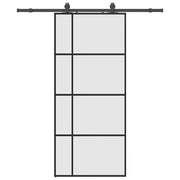 Vetonek Puerta corredera con set herrajes negro 90x205 cm vidrio ESG