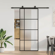 Puerta corredera con set herrajes negro 90x205 cm vidrio esg v4557 Vetonek