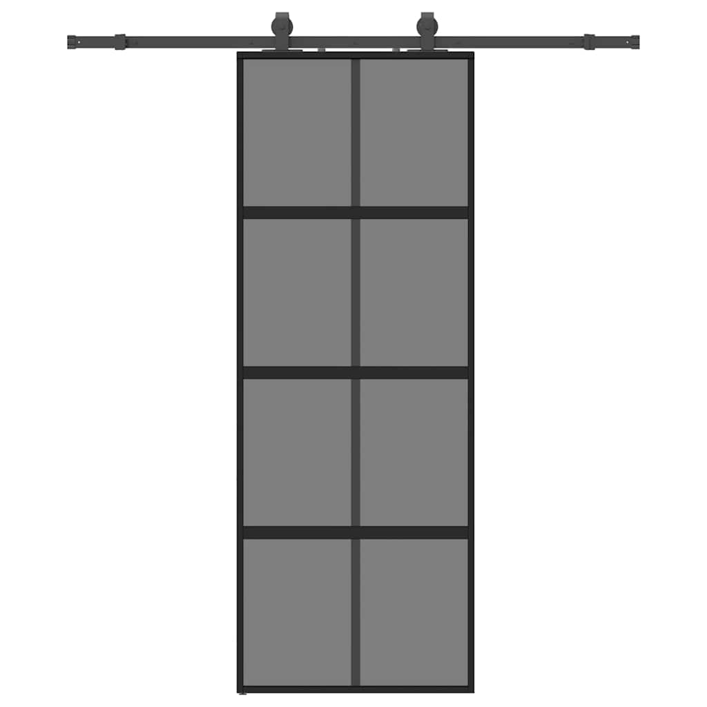 Sliding door with black hardware 76x205 cm tempered glass 