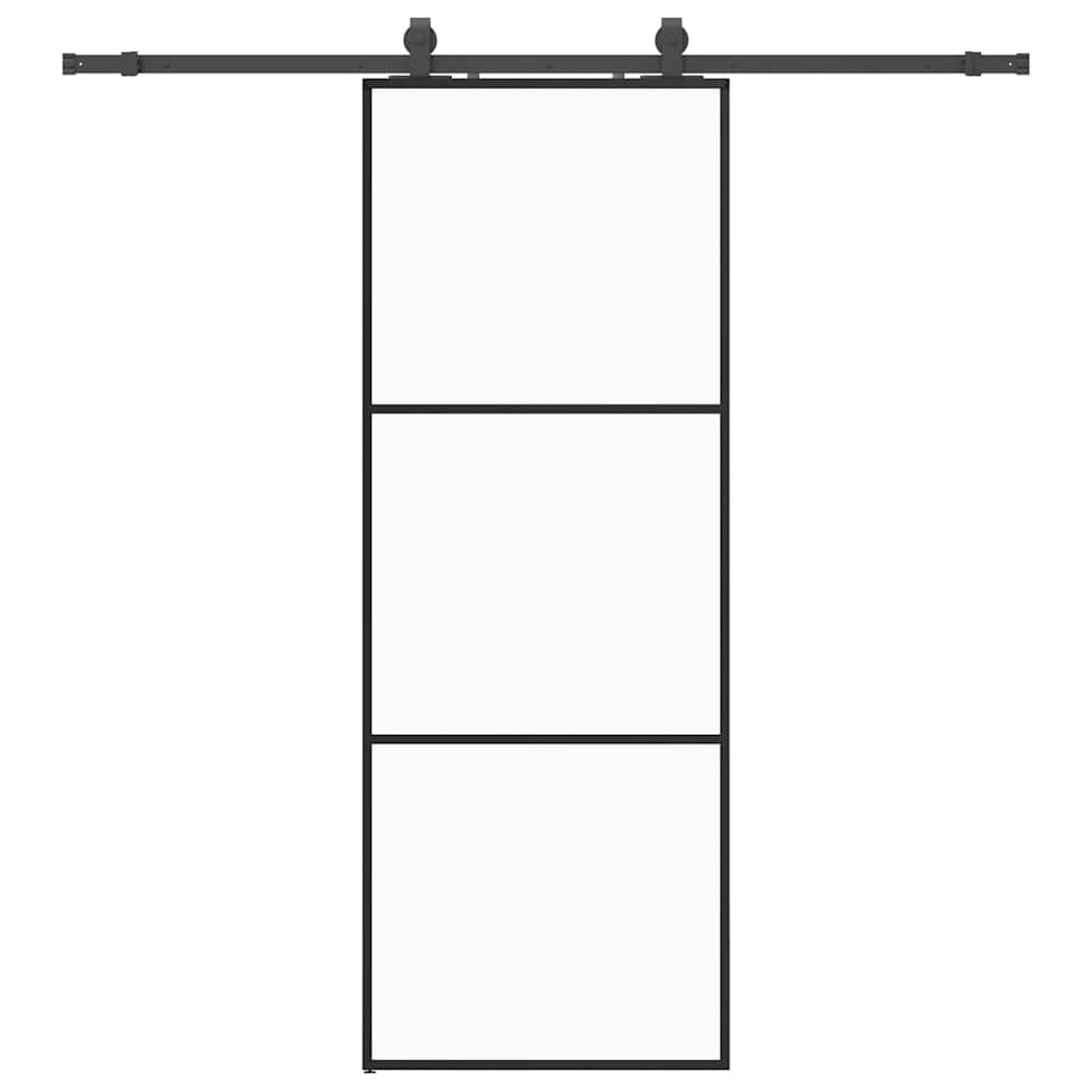 Sliding door with black hardware set 76x205 cm ESG glass 