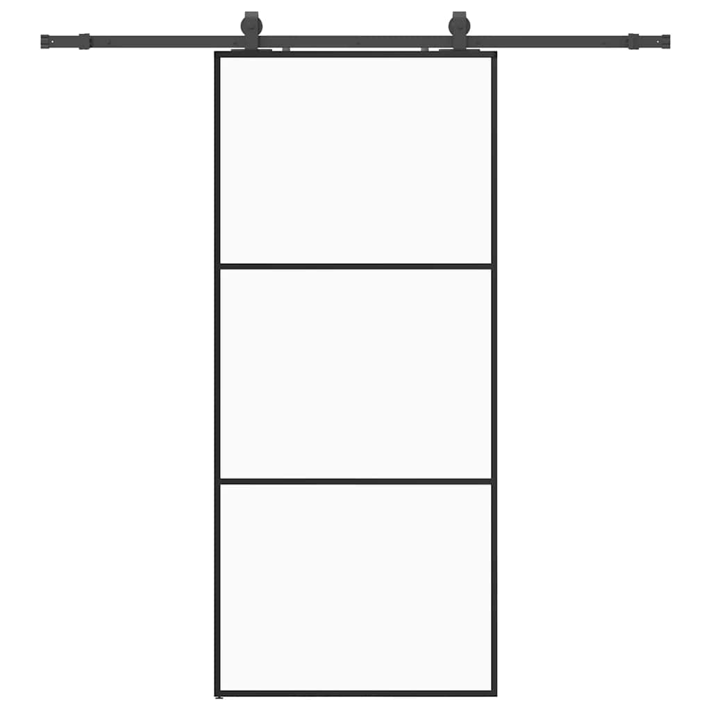 Sliding door with black hardware set 90x205 cm ESG glass 