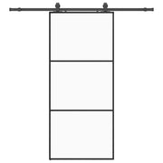 Vetonek Puerta corredera con set herrajes negro 90x205 cm vidrio ESG