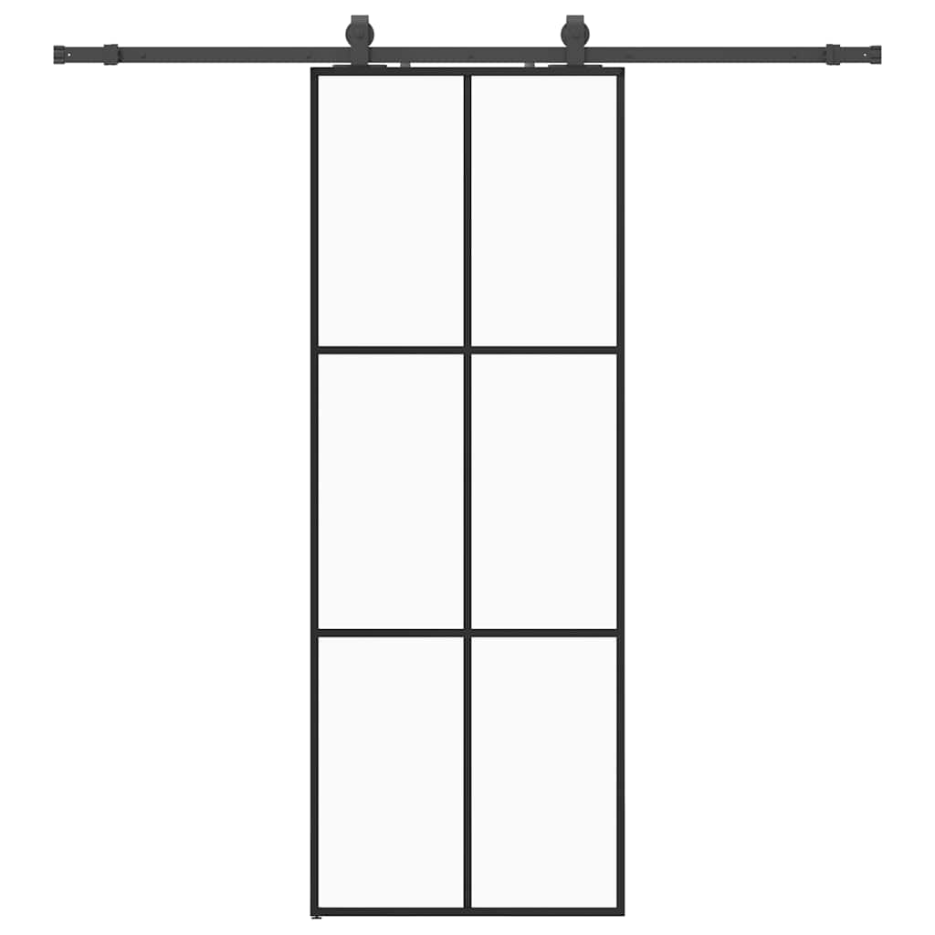 Sliding door with black hardware set 76x205 cm ESG glass 
