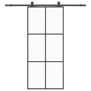 Vetonek Puerta corredera con set herrajes negro 90x205 cm vidrio ESG