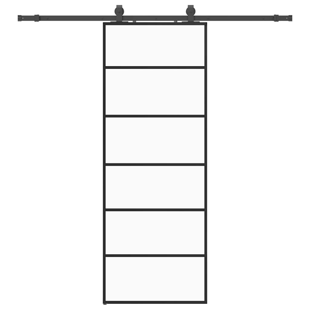 Sliding door with black hardware set 76x205 cm ESG glass 