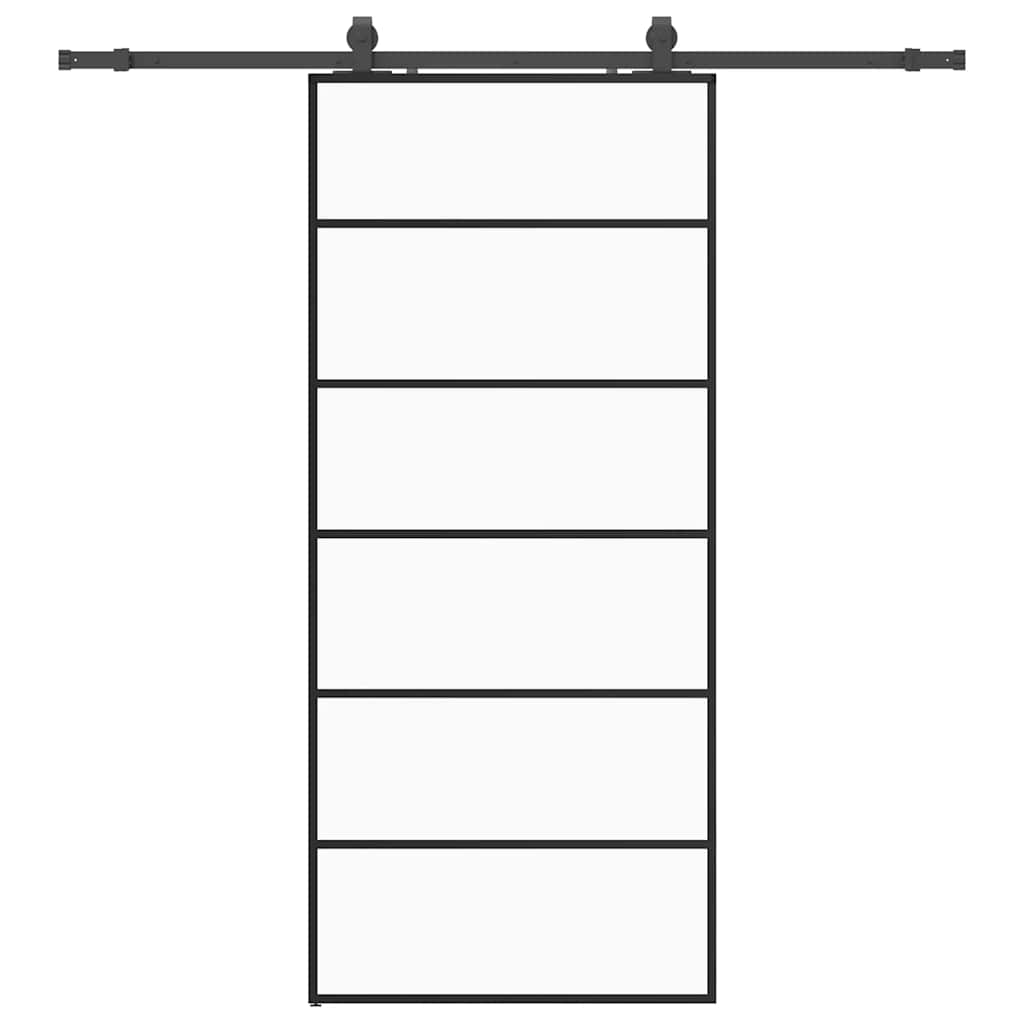 Vetonek Puerta corredera con set herrajes negro 90x205 cm vidrio ESG