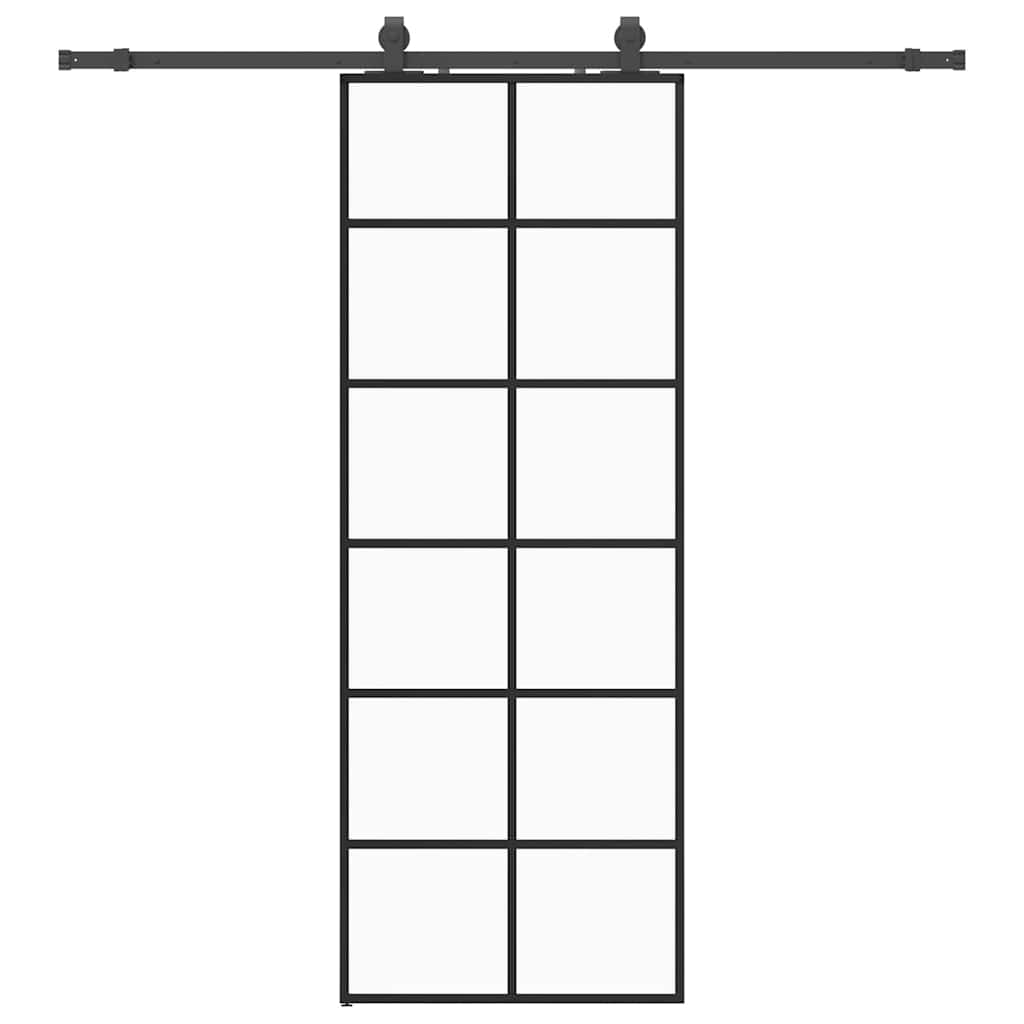 Sliding door with black hardware set 76x205 cm ESG glass 