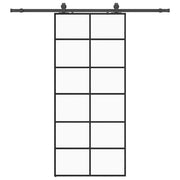 Vetonek Puerta corredera con set herrajes negro 90x205 cm vidrio ESG