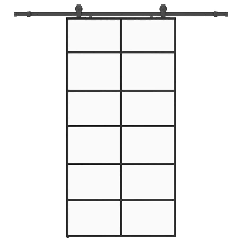 Sliding door with black hardware 102x205 cm ESG glass 