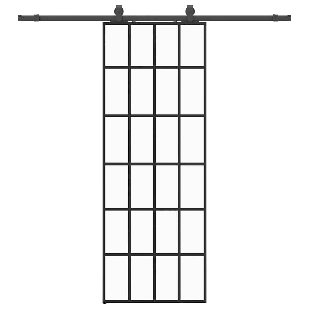 Sliding door with black hardware set 76x205 cm ESG glass 