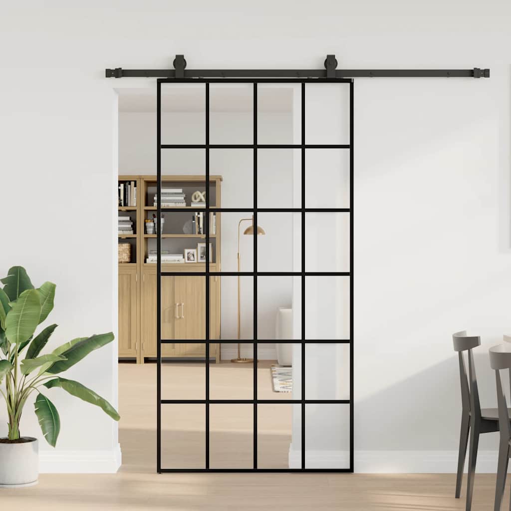 Sliding door with black hardware 102x205 cm ESG glass 