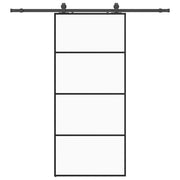 Vetonek Puerta corredera con set herrajes negro 90x205 cm vidrio ESG