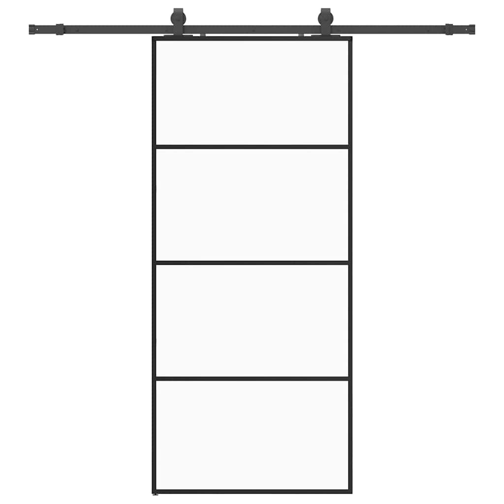 Vetonek Puerta corredera con set herrajes negro 90x205 cm vidrio ESG