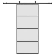 Vetonek Puerta corredera con set herrajes negro 90x205 cm vidrio ESG