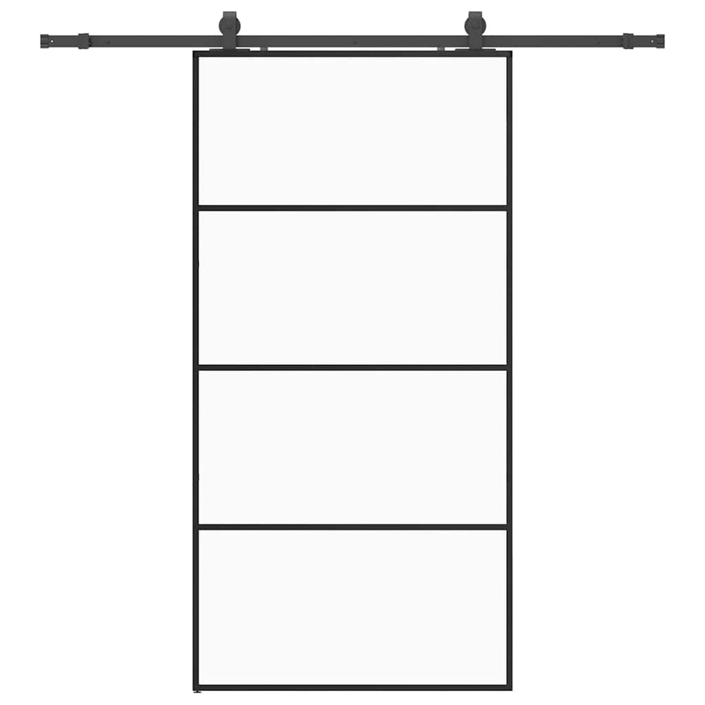 Sliding door hardware set black 102.5x205 cm ESG glass 