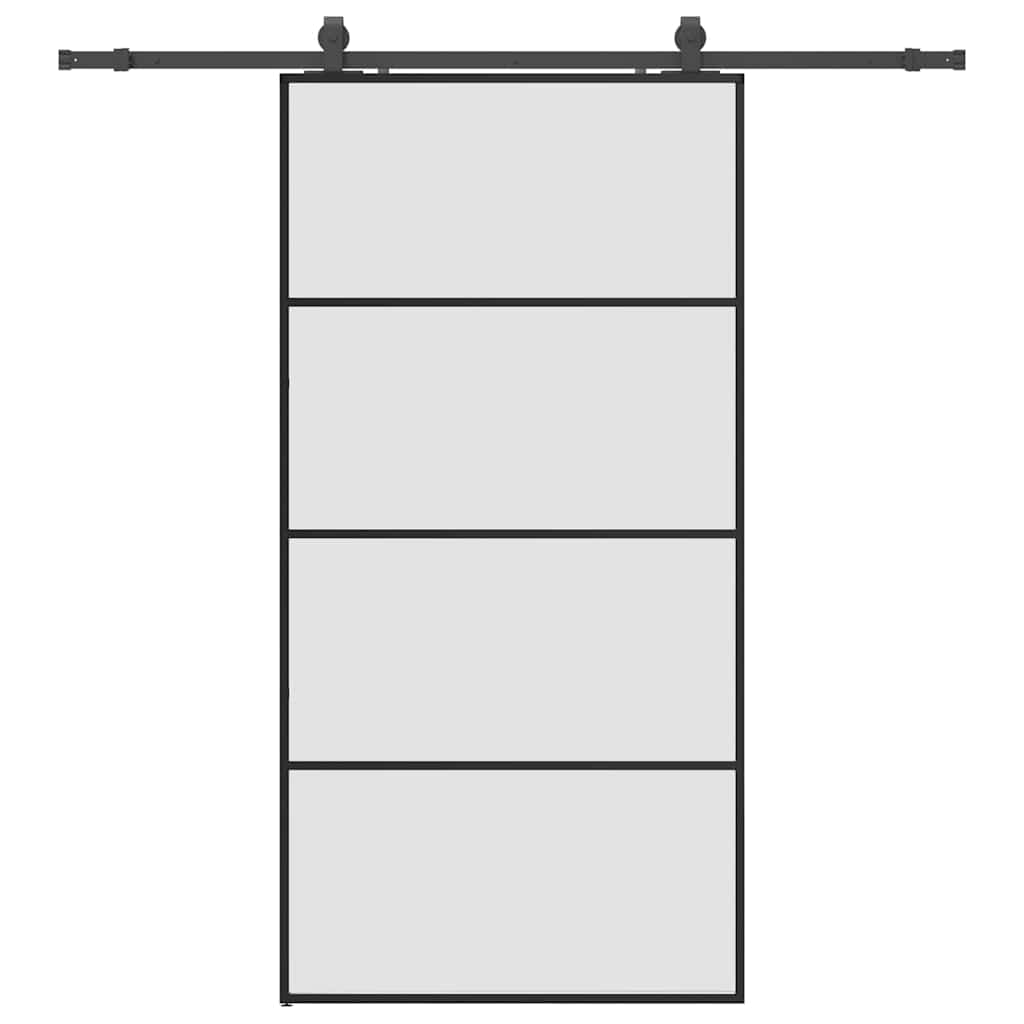 Sliding door hardware set, black, 102.5x205 cm ESG glass 