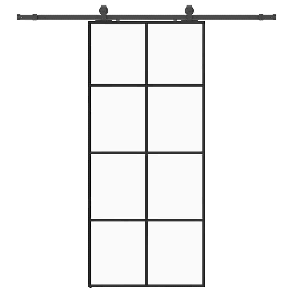 Sliding door with black hardware set 90x205 cm ESG glass 