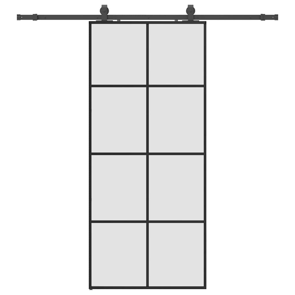 Sliding door with black hardware set 90x205 cm ESG glass 