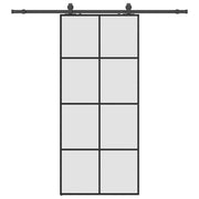 Vetonek Puerta corredera con set herrajes negro 90x205 cm vidrio ESG