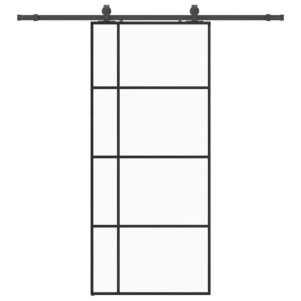 Sliding door with black hardware set 90x205 cm ESG glass 