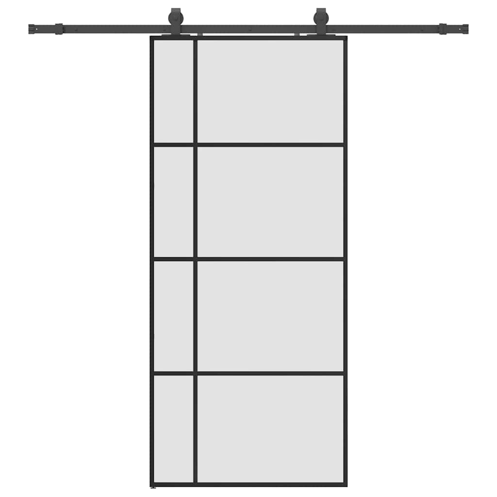 Vetonek Puerta corredera con set herrajes negro 90x205 cm vidrio ESG
