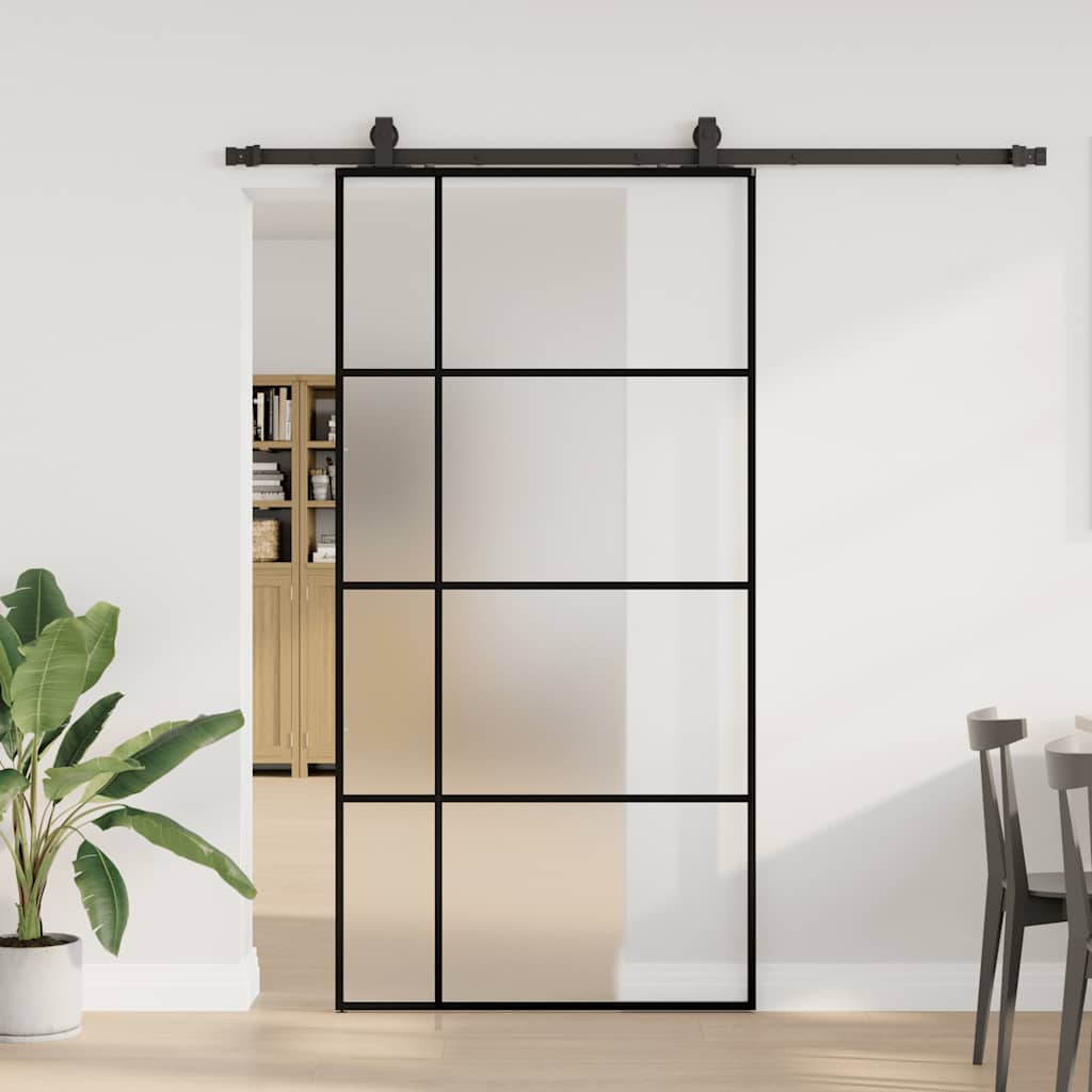 Sliding door set with black hardware 102.5x205 cm ESG glass 