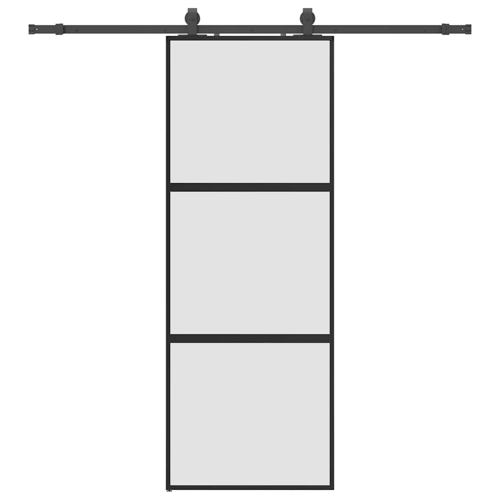 Sliding door with black fittings 76x205 cm tempered glass 