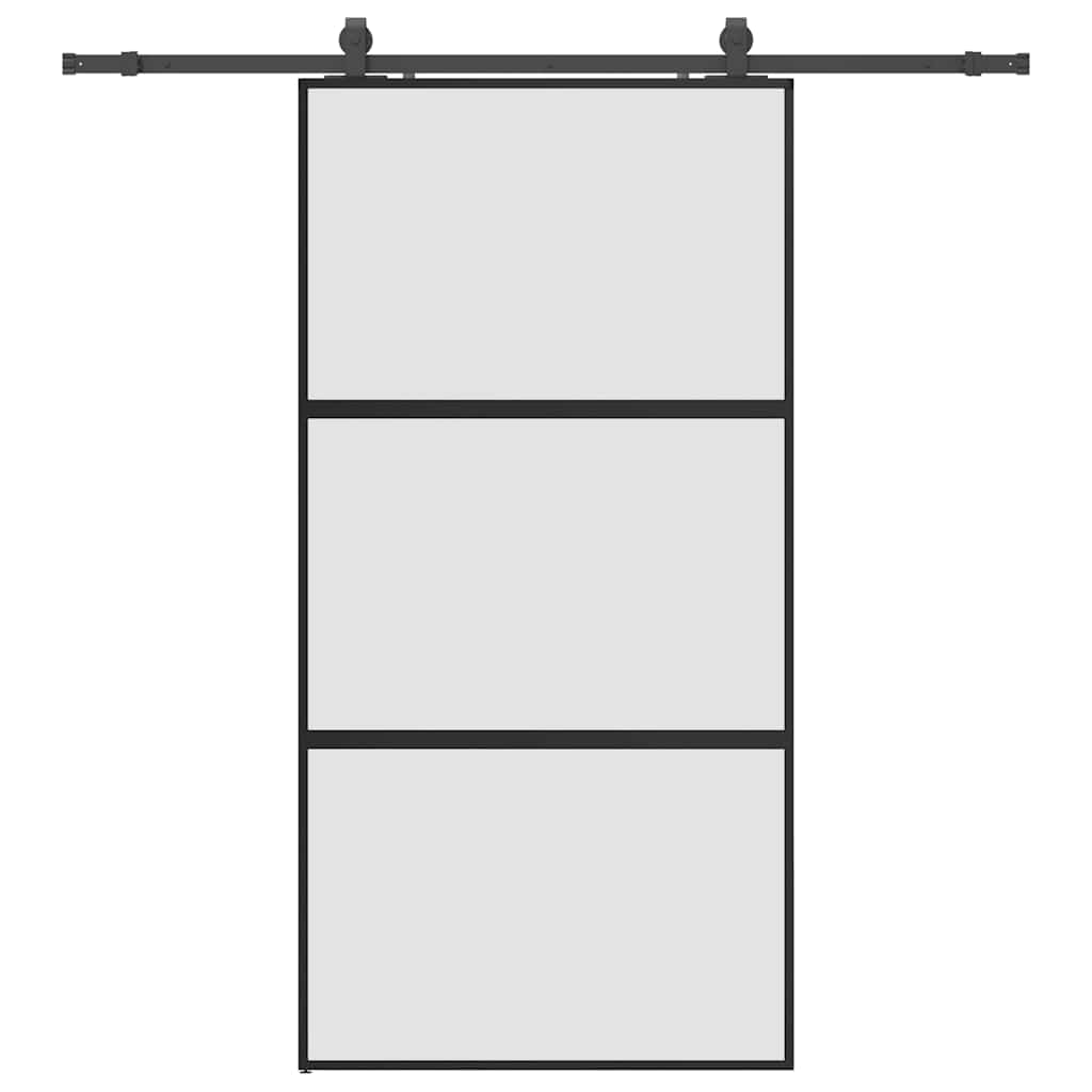 Sliding door hardware black 102.5x205 cm tempered glass 