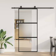 Puerta corredera con herrajes negro 90x205 cm vidrio templado v5226 Vetonek
