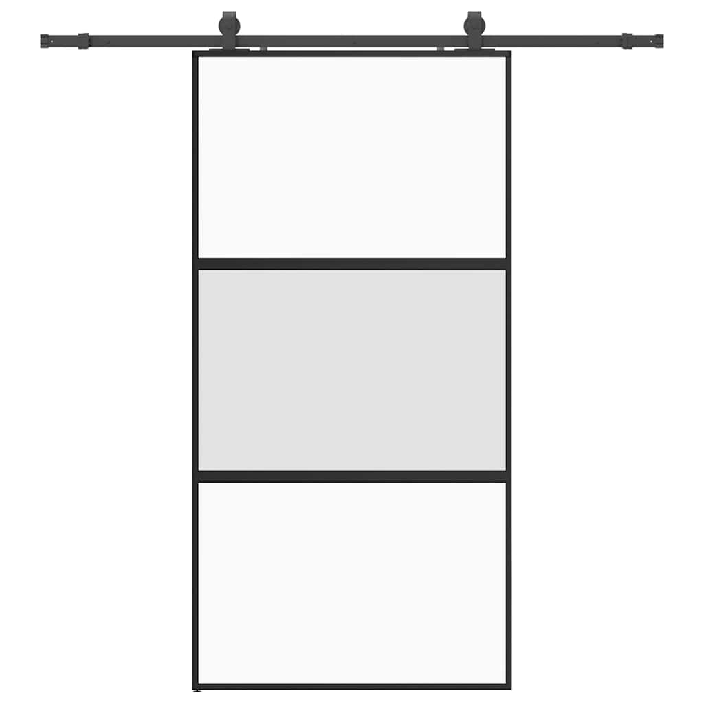 Sliding door hardware black 102.5x205 cm tempered glass 