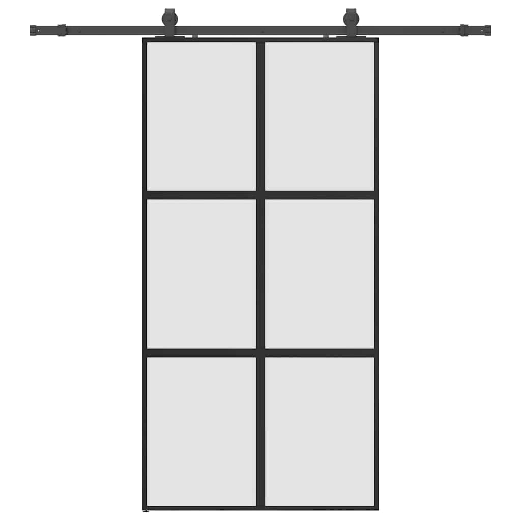 Sliding door hardware black 102.5x205 cm tempered glass 