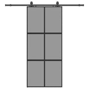 Vetonek Puerta corredera con herrajes negro 90x205 cm vidrio templado