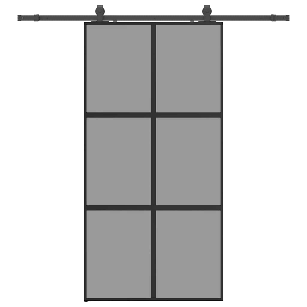 Sliding door hardware black 102.5x205 cm tempered glass 