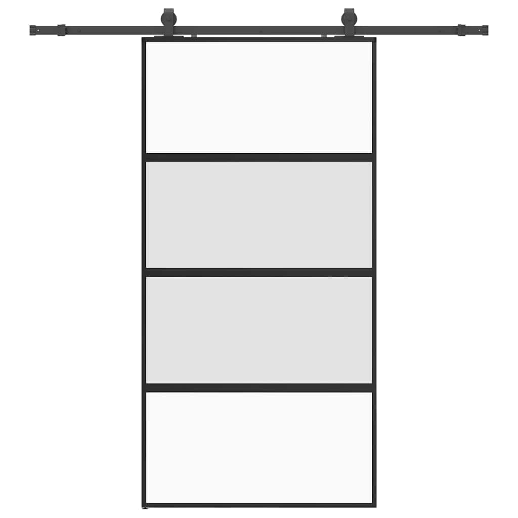 Sliding door hardware black 102.5x205 cm tempered glass 