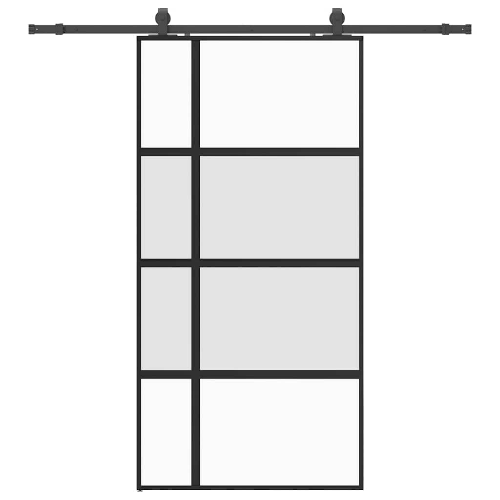 Sliding door hardware black 102.5x205 cm tempered glass 