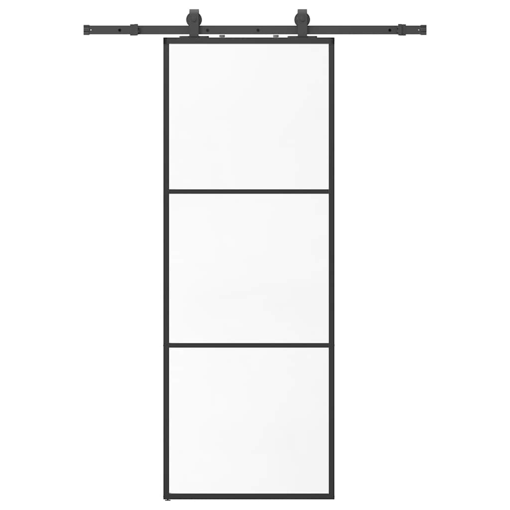 Sliding door with black hardware set 76x205 cm ESG glass 