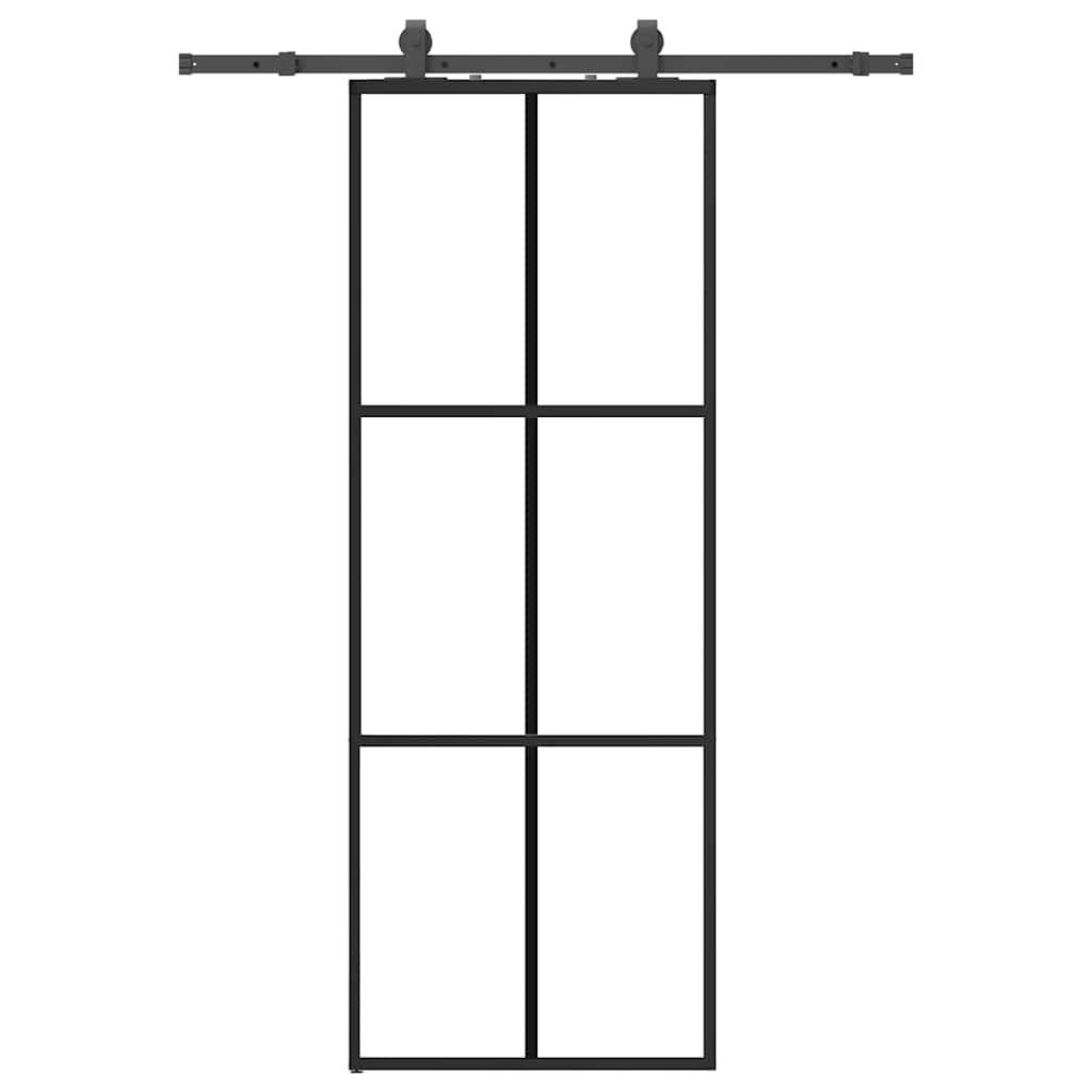 Sliding door with black hardware set 76x205 cm ESG glass 